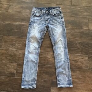 BKE Alec Straight Jeans Mens 28x30 Light Wash Distressed Denim